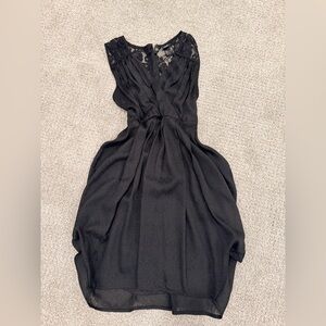 H&M Black Sleeveless Lace Yoke Midi Dress